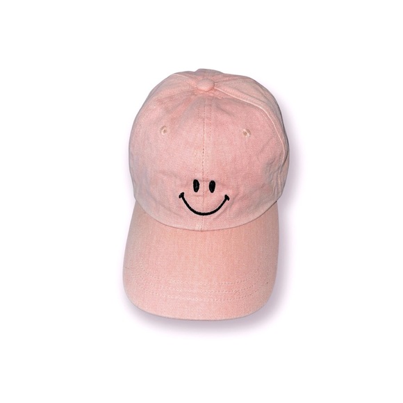 Cotton Candy Pink Smiley Face Adjustable Hat For Men/Women-Polo Style Visor Cap - Picture 1 of 4